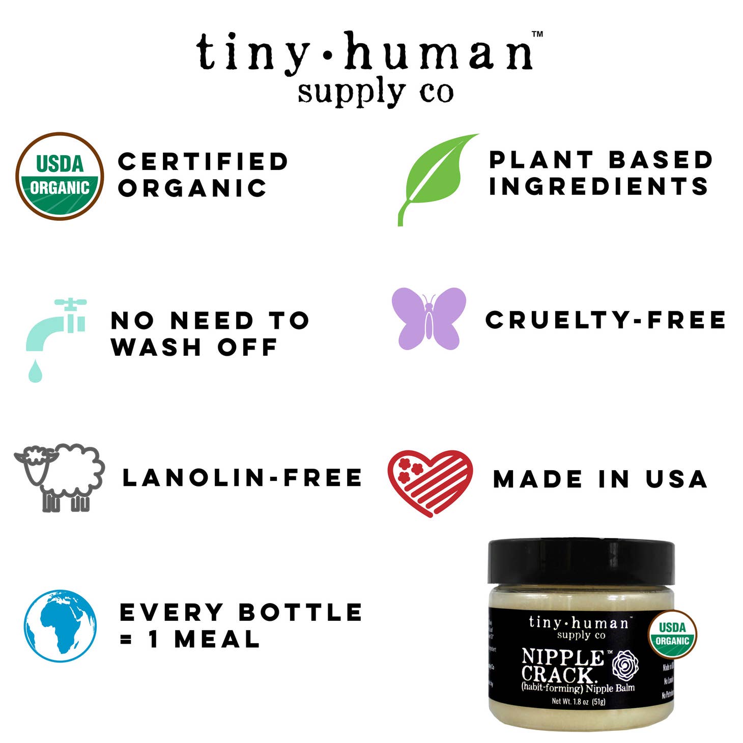 Tiny Human Supply Co. Nipple Crack Organic Nipple Balm