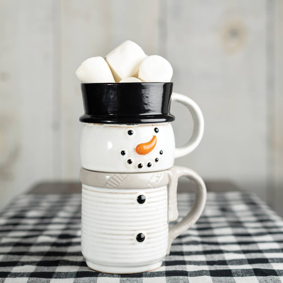 Stacked Snowman Mug Set