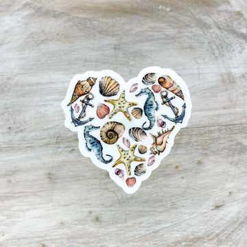 Sea Shell Heart Clear Beach Sticker