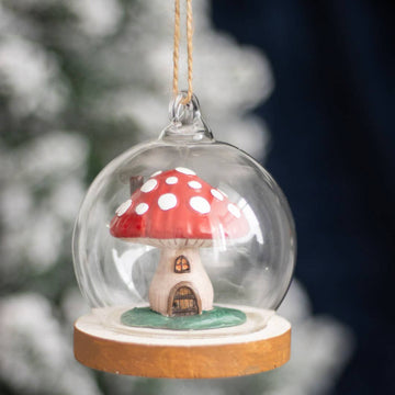 Mushroom House Glass Dome Hanging Decoration