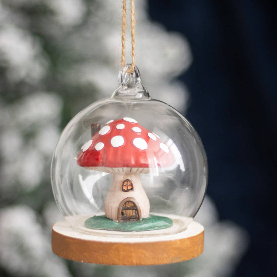 Mushroom House Glass Dome Hanging Decoration