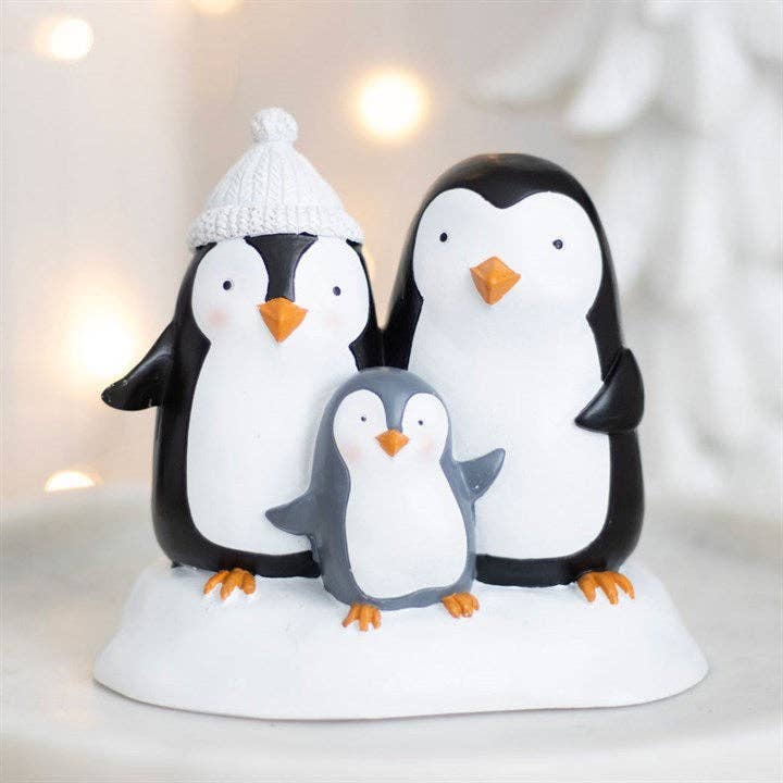 Winter Penguin Family Figurine