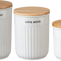 Rounded Stoneware Cannisters With Lids