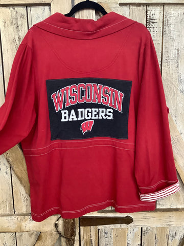 Repurposed Jacket with Wisconsin Football Patch