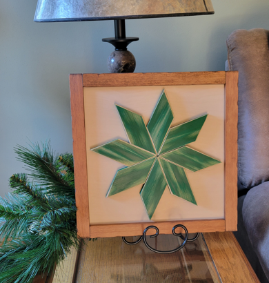 Framed Star - Green Striped