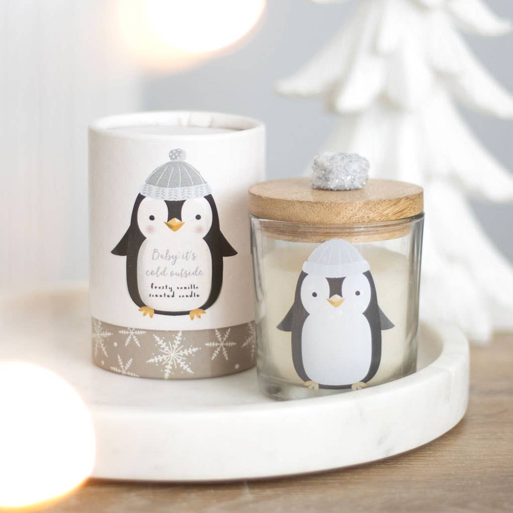 Frosty Vanilla Winter Penguin Candle