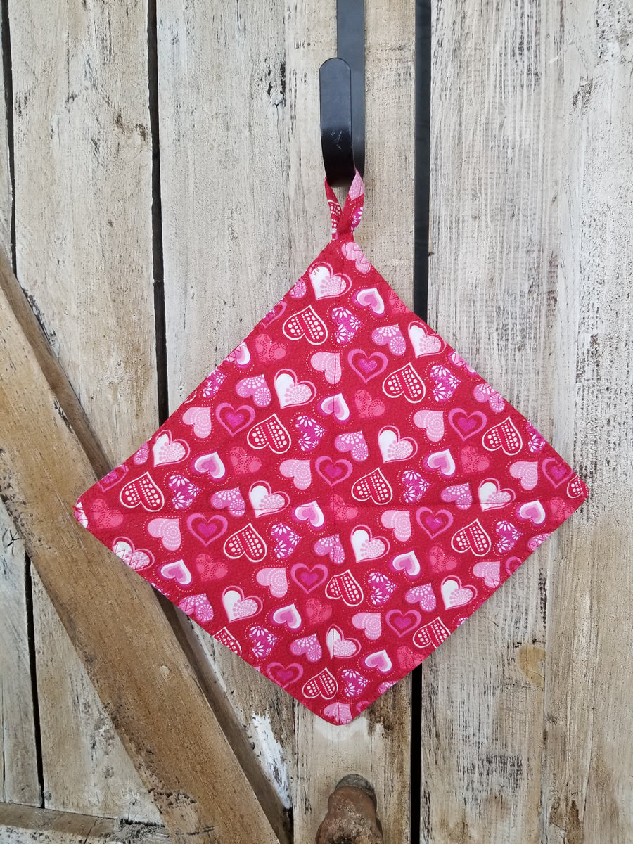 Hearts On Red Hot Pad