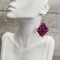 Purple & Berry Diamond Crochet Earrings