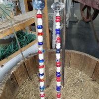 Beaded Garden Pick - Red, White + Blue