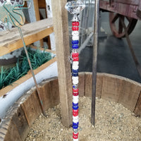 Beaded Garden Pick - Red, White + Blue