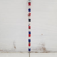 Beaded Garden Pick - Red, White + Blue