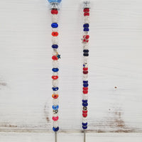 Beaded Garden Pick - Red, White + Blue