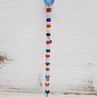 Beaded Garden Pick - Red, White + Blue