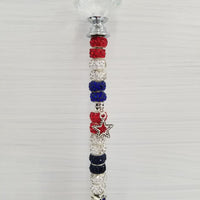 Beaded Garden Pick - Red, White + Blue