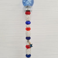 Beaded Garden Pick - Red, White + Blue