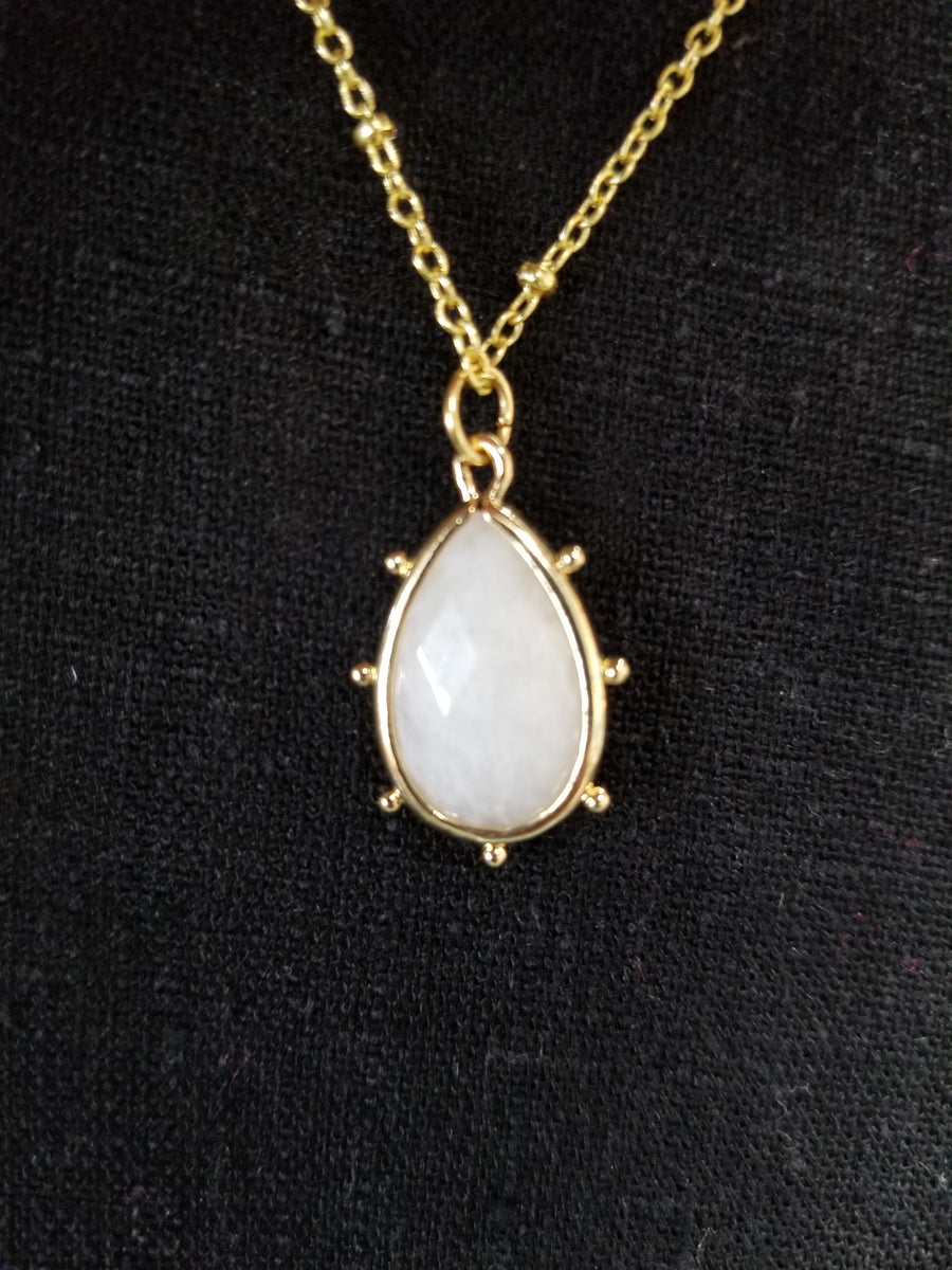 Gold Teardrop Moonstone Necklace