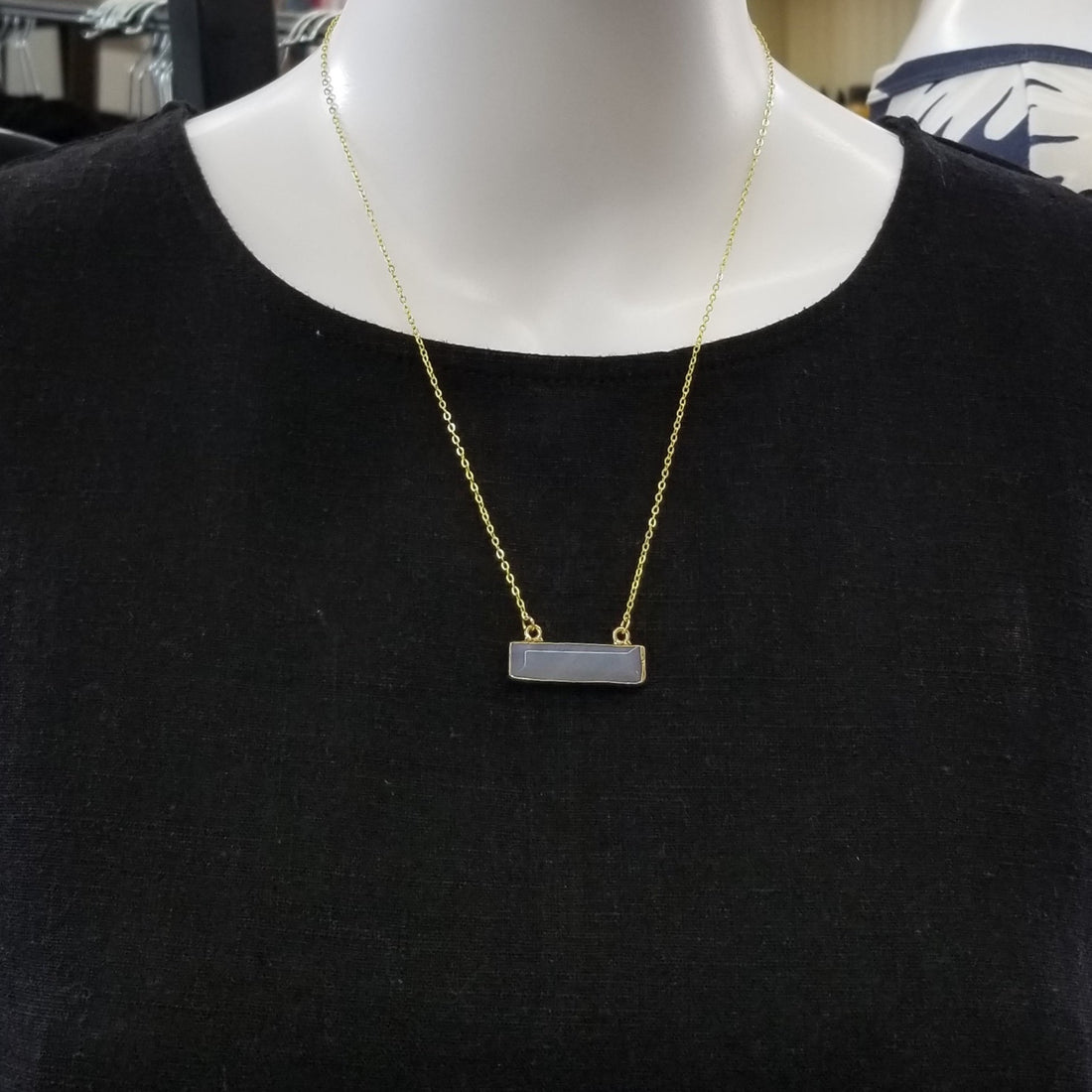 Gold Agate Bar Necklace