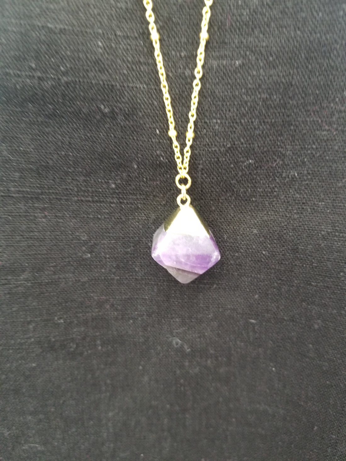 Gold Diamond-Shaped Amethyst Necklace