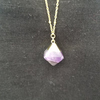 Gold Diamond-Shaped Amethyst Necklace