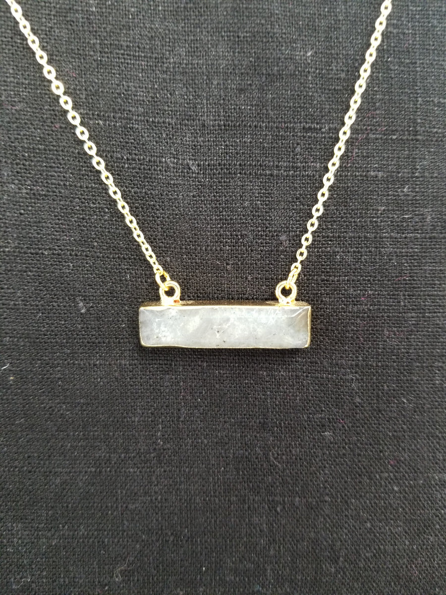 Gold Labradorite Bar Necklace