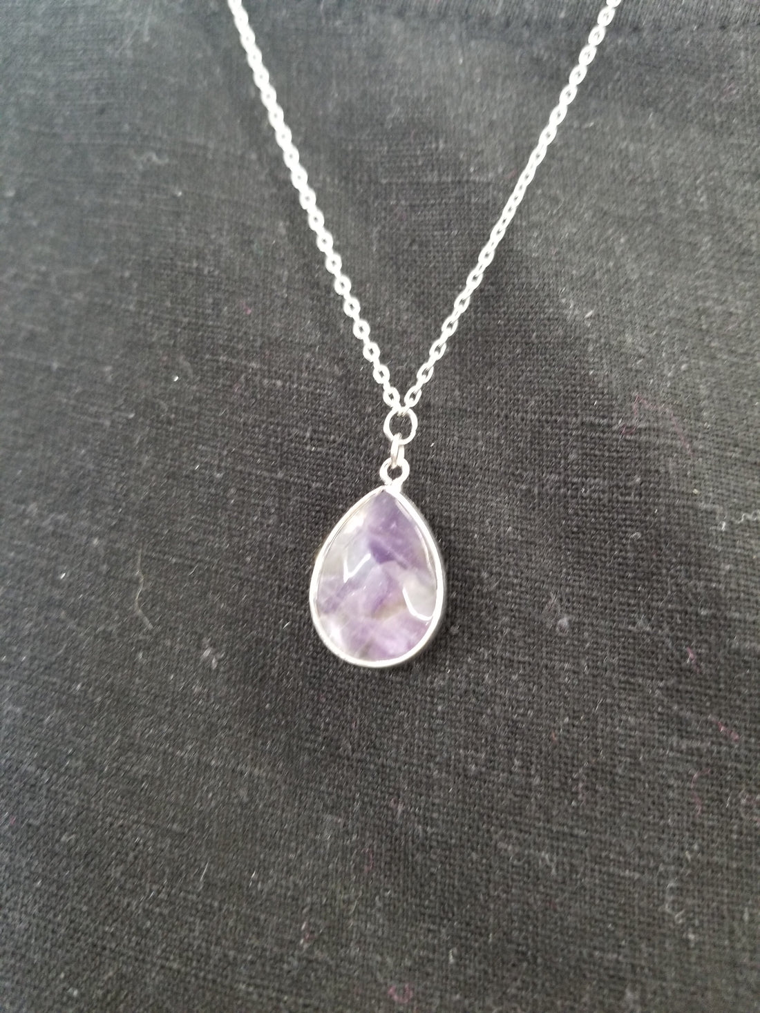 Silver Teardrop Amethyst Necklace