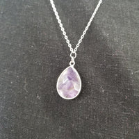 Silver Teardrop Amethyst Necklace