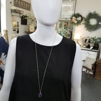 Silver Teardrop Amethyst Necklace