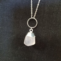 Silver Rose Quartz Nugget Necklace