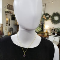 Gold Amethyst Teardrop Necklace