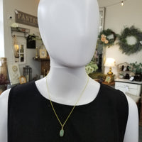 Gold Dainty Oval Stone Necklace