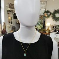 Gold Dainty Oval Stone Necklace