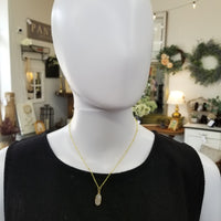 Gold Dainty Oval Stone Necklace