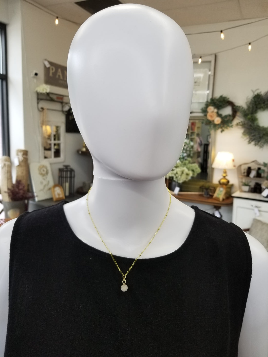 Gold Dainty Druzy Necklace