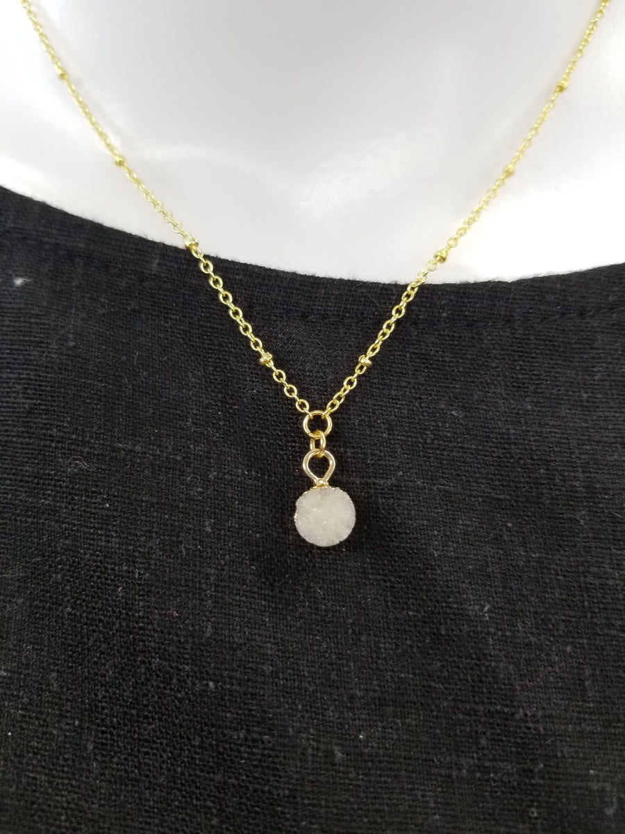 Gold Dainty Druzy Necklace