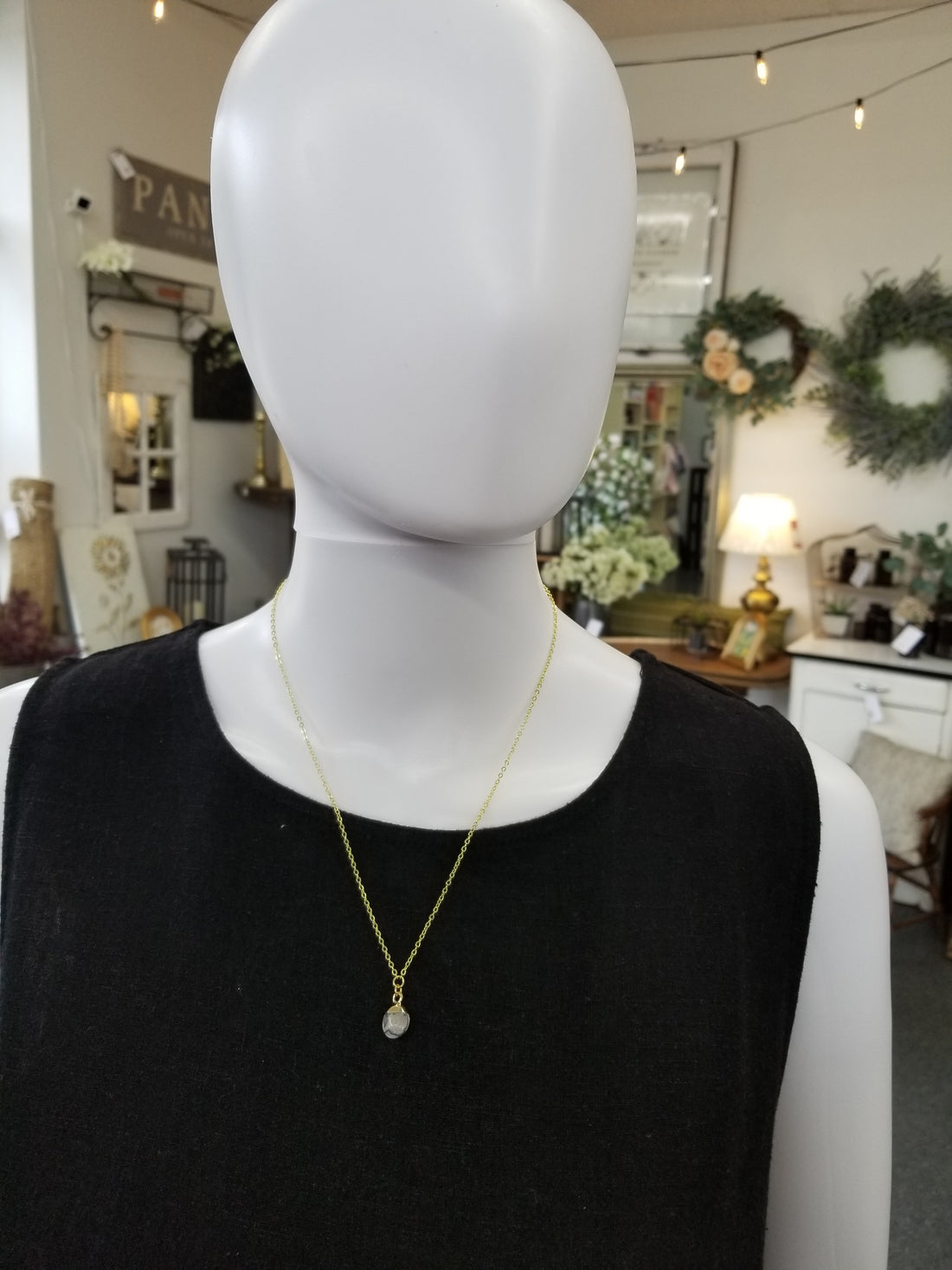 Gold Dainty Stone Necklace