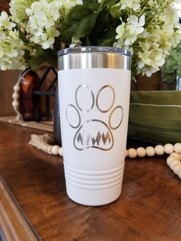 Paw Print + Trees Tumbler