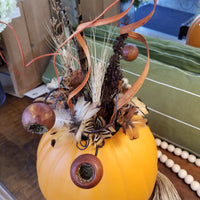 Large Pumpkin Arrangement - Pheasant Feather Flower