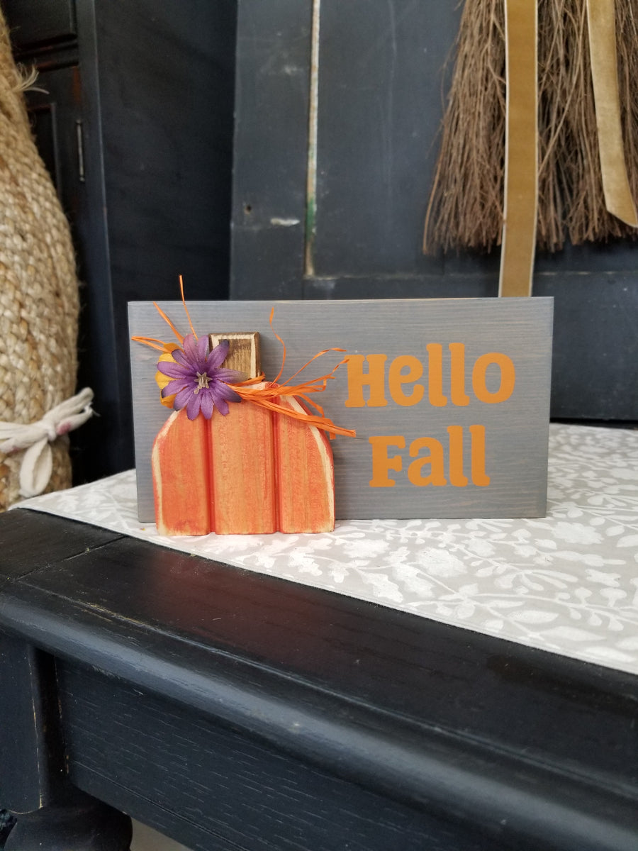 Hello Fall Block Sign