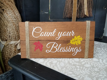 Count Your Blessings Hanging Wooden Sign