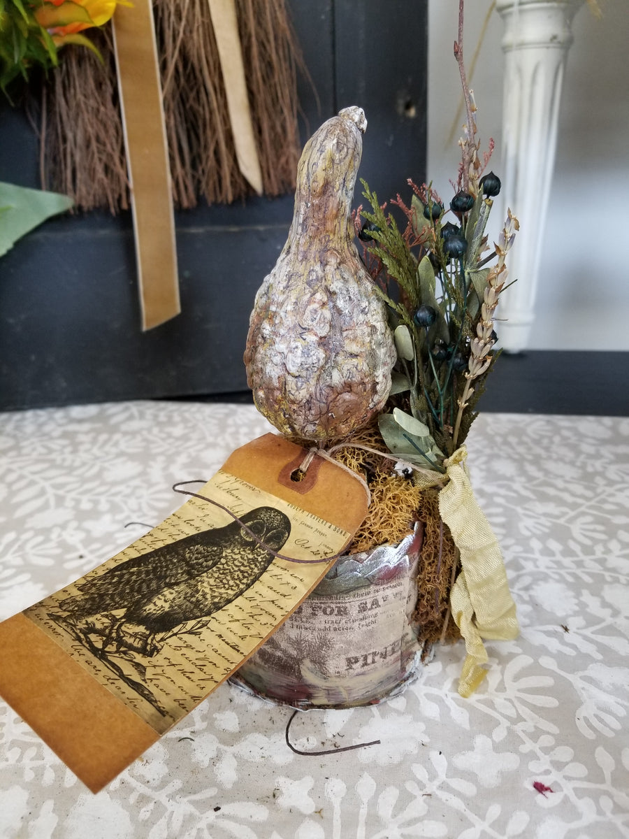 Gourd + Owl Handmade Shelf Decor