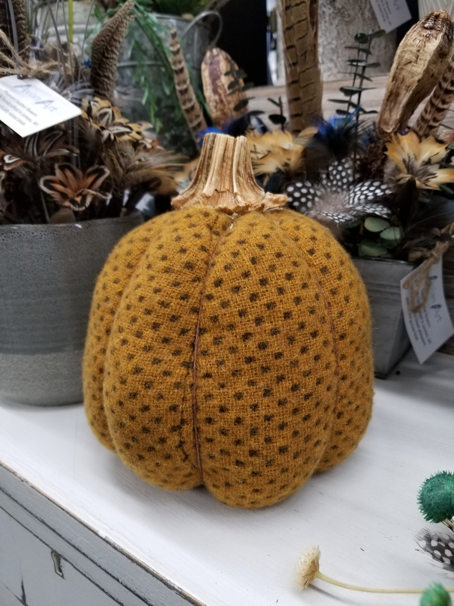 Mustard Polka Dot Plush Pumpkin