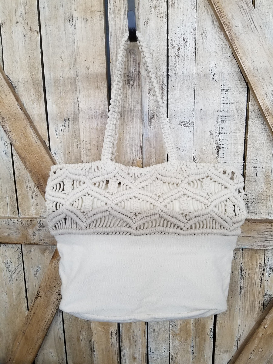 Macramé Tote Bag - Beige