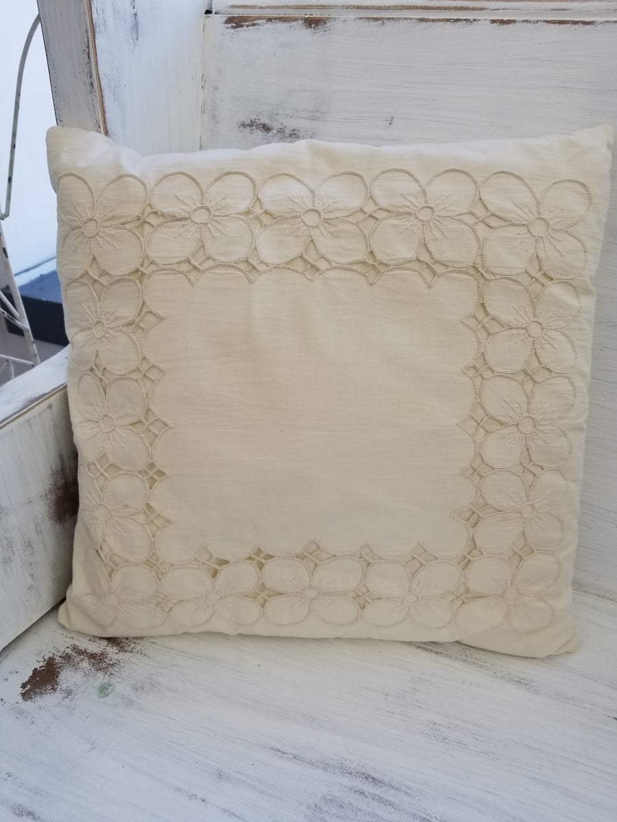 Ivory Floral Pillow