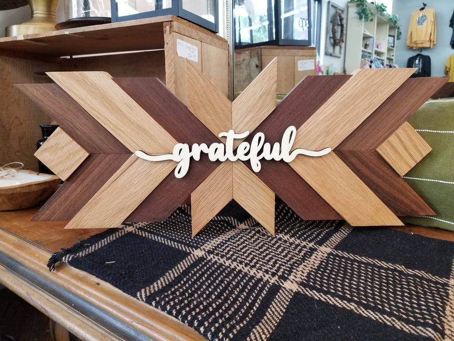 Chevron Wooden Sign - Grateful