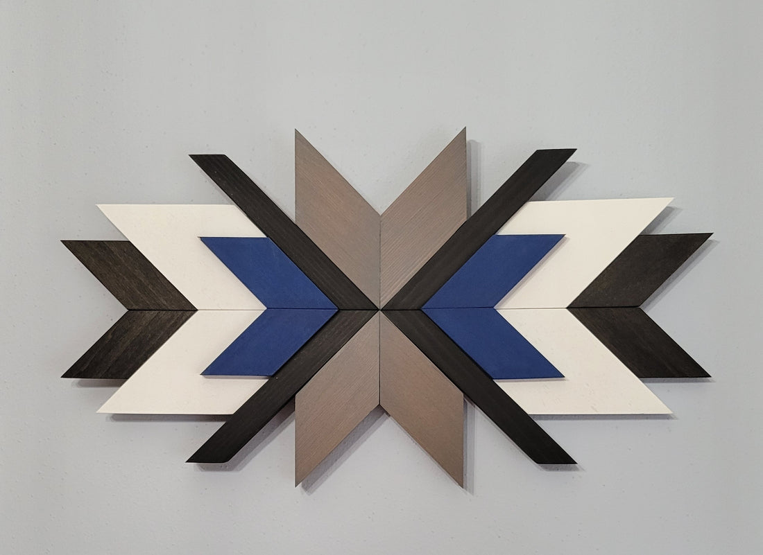 Chevron Wooden Sign - Black + Blue Pine