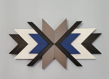 Chevron Wooden Sign - Black + Blue Pine