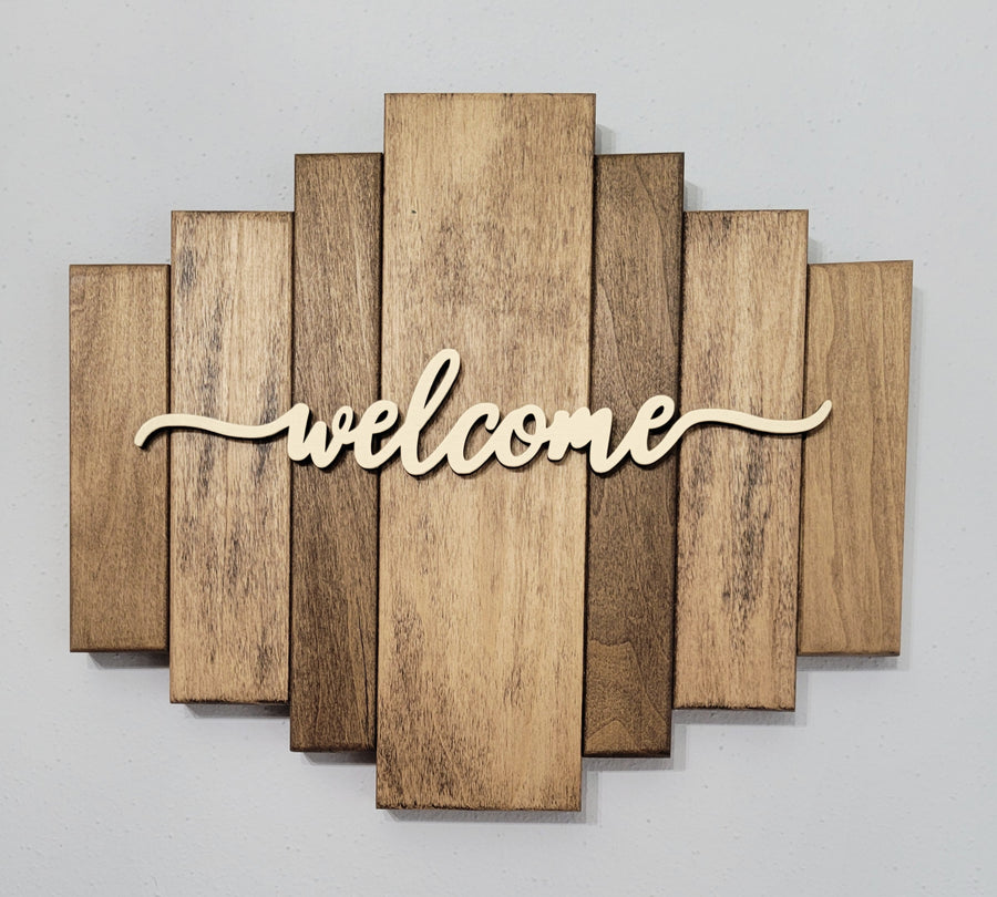 Sound Wave Wooden Sign - Welcome