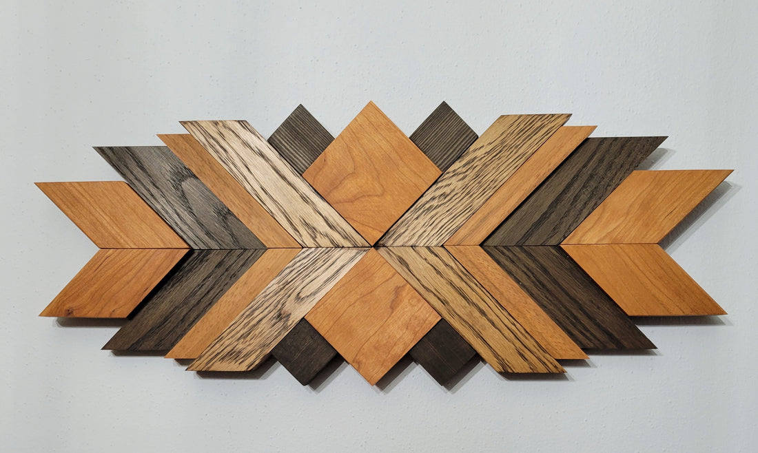 Chevron Wooden Sign - Cherry + Oak