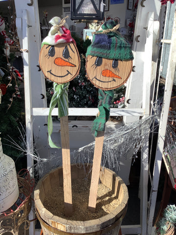 Wooden Snowman Stake