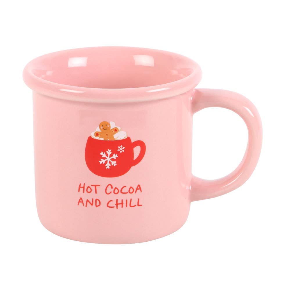 Pink Hot Cocoa and Chill Christmas Mug